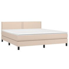 Petromila vidaXL Boxspring posteľ matrac a LED kapučínová 160x200 cm umelá koža