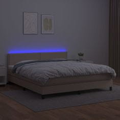 Petromila vidaXL Boxspring posteľ matrac a LED kapučínová 180x200 cm umelá koža