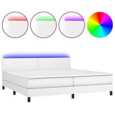 shumee Boxspring posteľ s matracom a LED biela 200x200 cm umelá koža