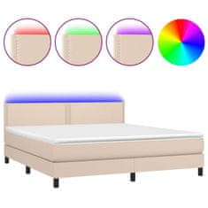 Petromila vidaXL Boxspring posteľ matrac a LED kapučínová 160x200 cm umelá koža