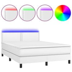 shumee Boxspring posteľ s matracom a LED biela 140x200 cm umelá koža