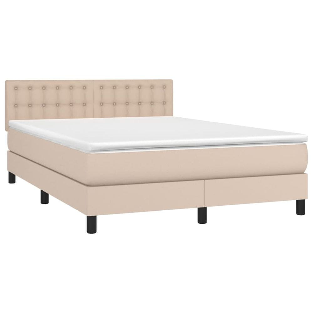 Vidaxl Boxspring posteľ s matracom kapučínová 140x200 cm umelá koža