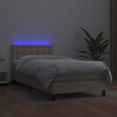 Petromila vidaXL Boxspring posteľ matrac a LED kapučínová 90x190 cm umelá koža