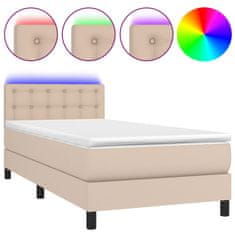 Petromila vidaXL Boxspring posteľ matrac a LED kapučínová 90x190 cm umelá koža