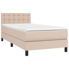 shumee Boxspring posteľ s matracom kapučínová 100x200 cm umelá koža