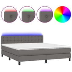 shumee Boxspring posteľ s matracom a LED sivá 160x200 cm umelá koža