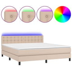 Petromila vidaXL Boxspring posteľ matrac a LED kapučínová 180x200 cm umelá koža