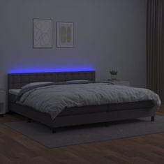 shumee Boxspring posteľ s matracom a LED sivá 200x200 cm umelá koža