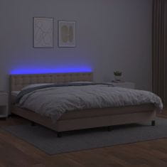 Petromila vidaXL Boxspring posteľ matrac a LED kapučínová 180x200 cm umelá koža