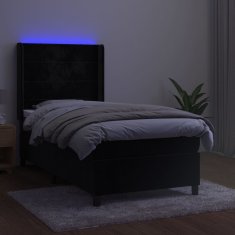 shumee Posteľ boxsping s matracom a LED čierna 100x200 cm zamat