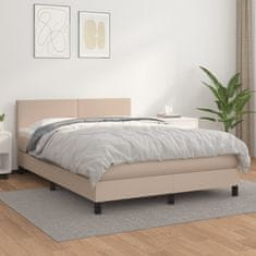 shumee Boxspring posteľ s matracom kapučínová 140x190 cm umelá koža