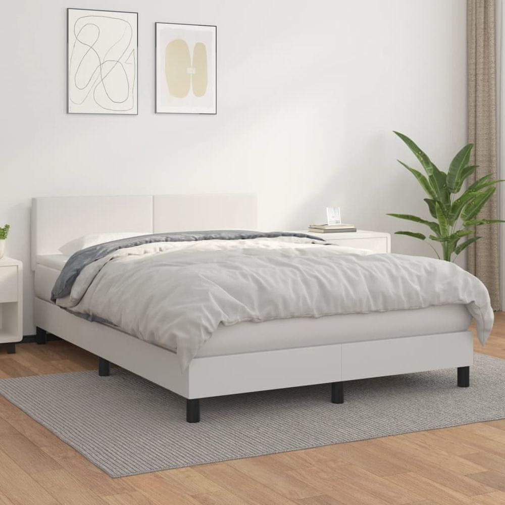 Petromila vidaXL Boxspring posteľ s matracom biela 140x200 cm umelá koža