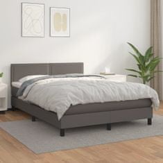 shumee Boxspring posteľ s matracom sivá 140x200 cm umelá koža