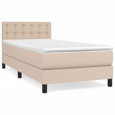 shumee Boxspring posteľ s matracom kapučínová 100x200 cm umelá koža