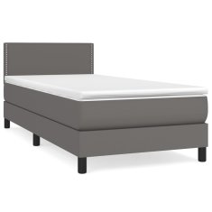 shumee Boxspring posteľ s matracom sivá 100x200 cm umelá koža