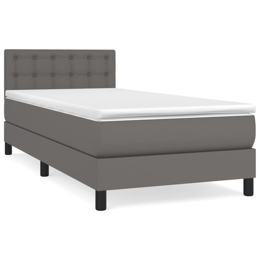 Vidaxl Boxspring posteľ s matracom sivá 90x200 cm umelá koža