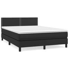 shumee Boxspring posteľ s matracom čierna 140x200 cm umelá koža