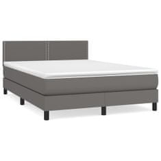 shumee Boxspring posteľ s matracom sivá 140x200 cm umelá koža