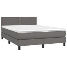 shumee Boxspring posteľ s matracom sivá 140x200 cm umelá koža