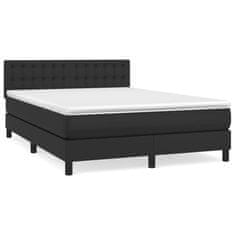 shumee Boxspring posteľ s matracom čierna 140x200 cm umelá koža