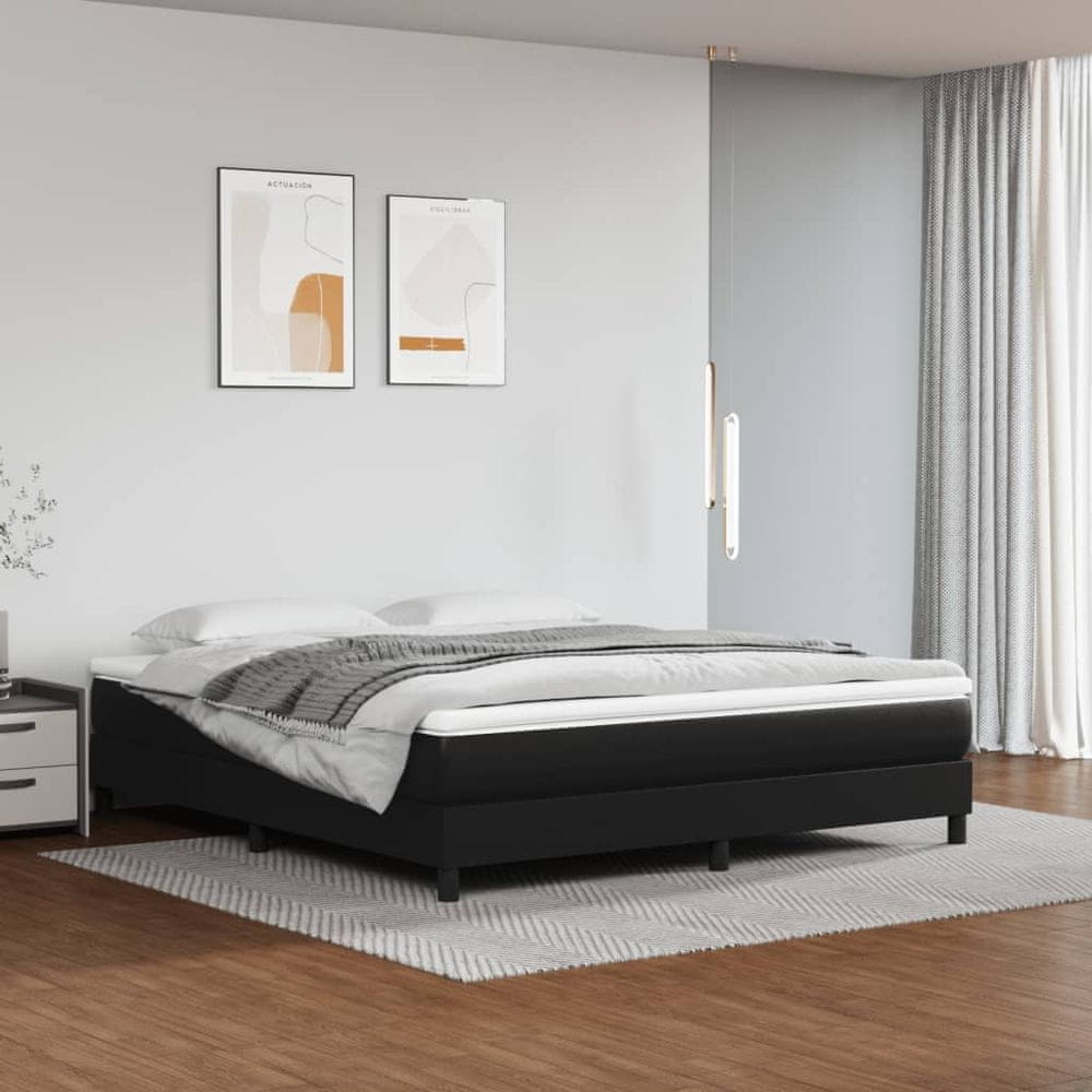 Vidaxl Boxspring posteľ s matracom čierna 180x200 cm umelá koža