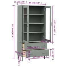 Vidaxl Knižnica kovové nohy sivá 85x35x172,5 cm masívne drevo OSLO