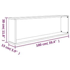 Vidaxl Kockové police 2 ks dymový dub 100x15x30 cm spracované drevo