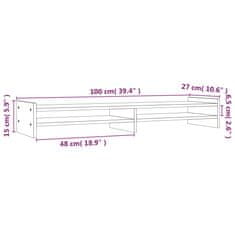 Vidaxl Stojan na monitor čierny 100x27x15 cm masívna borovica