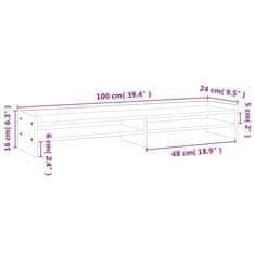 Vidaxl Stojan na monitor sivý 100x24x16 cm masívna borovica