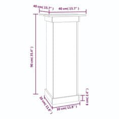 Vidaxl Stojan na kvetiny sivý 40x40x90 cm masívna borovica