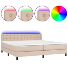 Petromila vidaXL Boxspring posteľ matrac a LED kapučínová 200x200 cm umelá koža