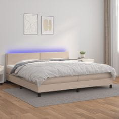 Petromila vidaXL Boxspring posteľ matrac a LED kapučínová 200x200 cm umelá koža