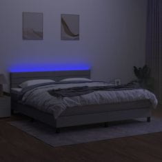 shumee Posteľ boxsping s matracom a LED bledosivá 180x200 cm látka