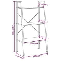 Vidaxl 3-poschodová rebríková polica tmavohnedá a čierna 56x35x108 cm
