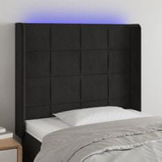 shumee Čelo postele s LED čierne 103x16x118/128 cm zamat