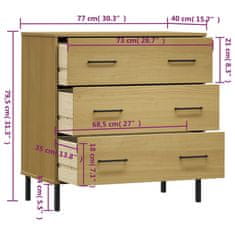 Petromila vidaXL Komoda s 3 zásuvkami hnedá 77x40x79,5 cm masívne drevo OSLO