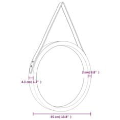 Vidaxl Nástenné zrkadlo s popruhom čierne Ø 35 cm