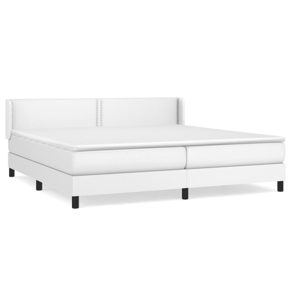 Vidaxl Boxspring posteľ s matracom biela 200x200 cm umelá koža