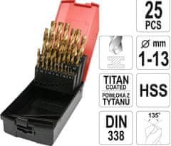 shumee YATO HSS-TiN SADA VŔTAČOV DO KOVU VŔTAČKA 25 ks. 1-13 mm