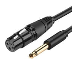 shumee Adaptérový audio kábel pre mikrofón XLR samica - 6,35 mm jack samec 3m čierny