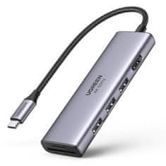 shumee Multifunkčný USB-C HUB 6v1 - 3x USB HDMI 4K čítačka kariet SD a TF sivá