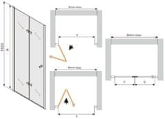 Mexen Lima, skladacie sprchové dvere do otvoru 105 x 190 cm, 6mm číre sklo, chrómový profil, 856-105-000-01-00