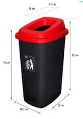 Plafor Odpadkový kôš na triedený odpad 90 l - červený, kov