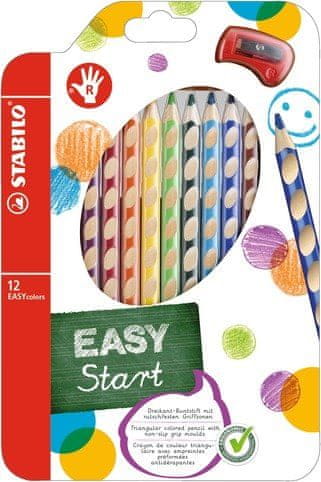 Stabilo EASYstart sada 12 pasteliek pre pravákov s strúhadlom