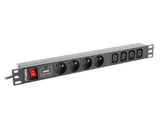 shumee Lanberg PDU-04E04I-0200-IEC-BK napájecí lišta (8 x UTE; 2m; černá)