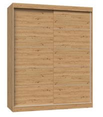 shumee Šatní skříň s posuvnými dveřmi a ozdobnými lištami IGA 160x61xH200 artisan