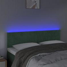 Vidaxl Čelo postele s LED tmavozelené 144x5x78/88 cm zamat