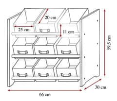 Kesper Detský úložný regál s 9ti látkovými boxy, biely