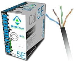 shumee Síťový kabel A-LAN drát, venkovní suchý, 100% měď KIU5OUTS305 (UTP; 305m; kat. 5e; černá)