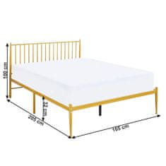 KONDELA Kovová manželská posteľ s roštom Zahara 160x200 cm - zlatá